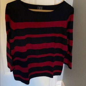 INC red black striped sweater Petite